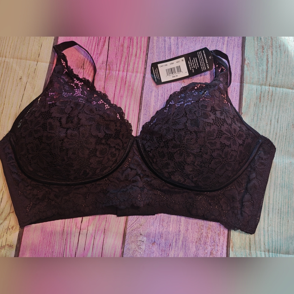 40C Maidenform Wireless Black Lace Bra #0387